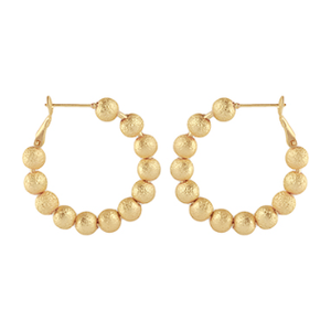 Worn Gold Hoop Earrings - 1.25"
