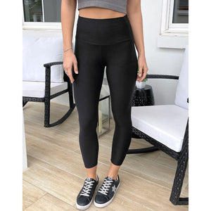 Grace and Lace Cropped Mid-Weight Daily Pocket Leggings - Black