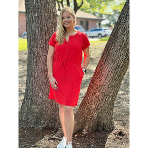 Grace and Lace Raglan Tee Dress - Hot Red
