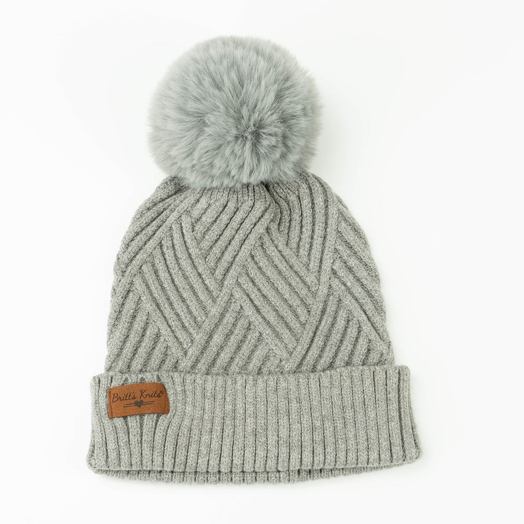 Super Poof Pom Hat - Grey