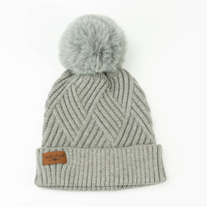 Super Poof Pom Hat - Grey