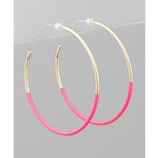 Half Color Coated Hoops - Hot Pink