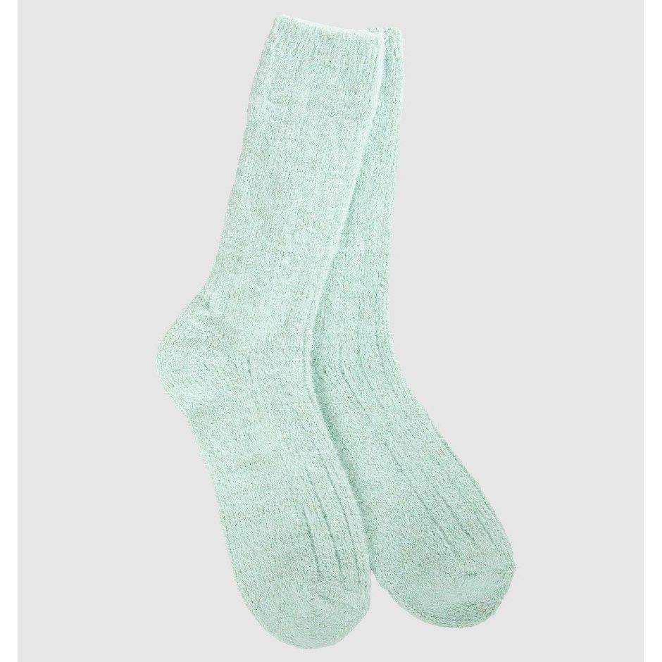 Holiday Ragg Feather Crew Socks - Frosty Green