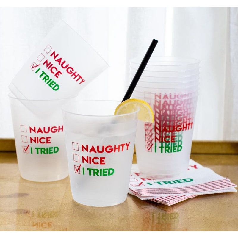 I Tried Frosted Party Cups - Red/Green – Bless Your Heart Boutique
