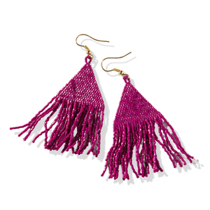 INK+ALLOY Lexie Solid Beaded Fringe Earrings Magenta