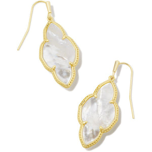 KENDRA SCOTT ABBIE DROP EARRINGS GOLD IVORY MOTHER OF PEARL