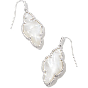 KENDRA SCOTT ABBIE DROP EARRINGS SILVER IVORY MOTHER OF PEARL