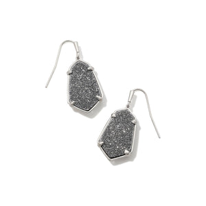 KENDRA SCOTT ALEXANDRIA DROP EARRINGS SILVER PLATINUM DRUSY