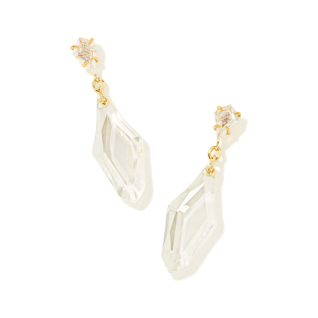 KENDRA SCOTT ALEXANDRIA STATEMENT EARRINGS GOLD LUSTRE CLEAR GLASS