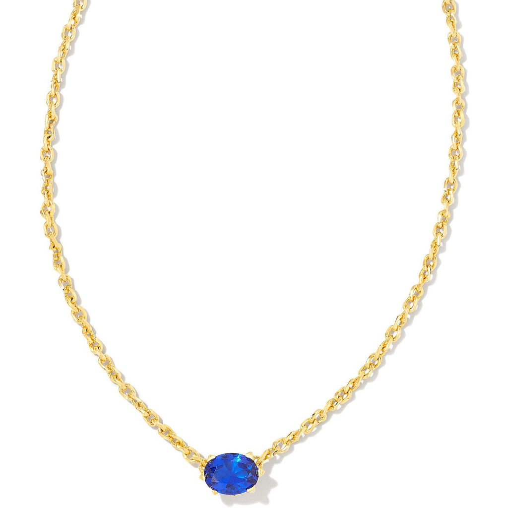KENDRA SCOTT CAILIN CRYSTAL PENDANT NECKLACE GOLD BLUE CRYSTAL