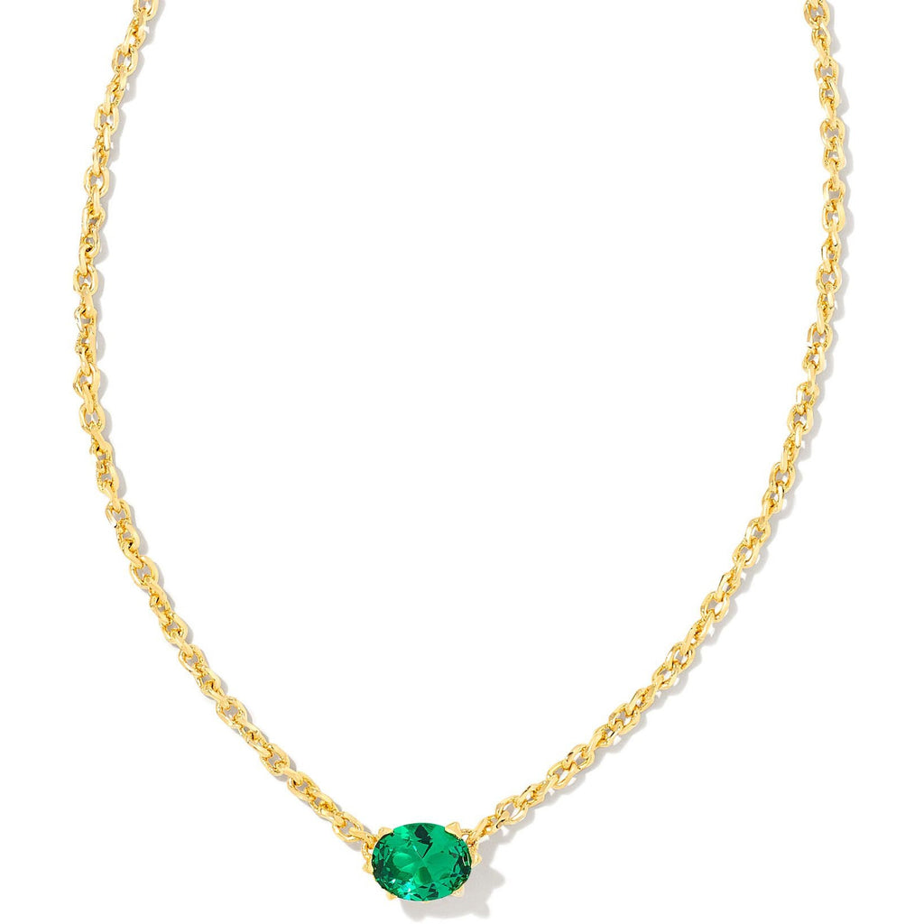 KENDRA SCOTT CAILIN CRYSTAL PENDANT NECKLACE GOLD GREEN CRYSTAL