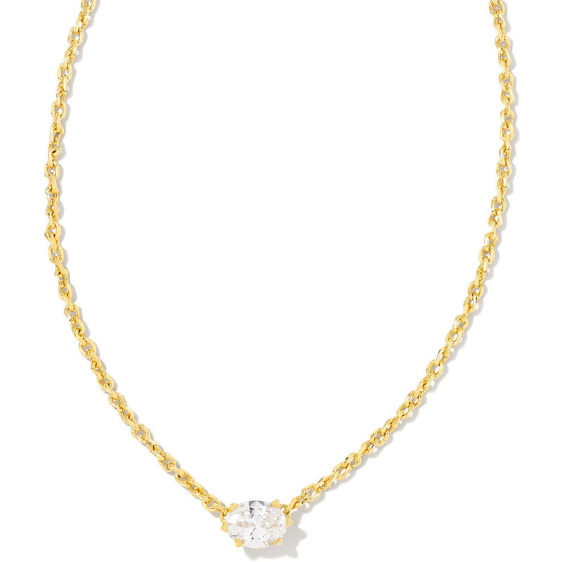KENDRA SCOTT CAILIN CRYSTAL PENDANT NECKLACE GOLD METAL WHITE CZ