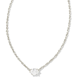 KENDRA SCOTT CAILIN CRYSTAL PENDANT NECKLACE RHODIUM METAL WHITE CZ