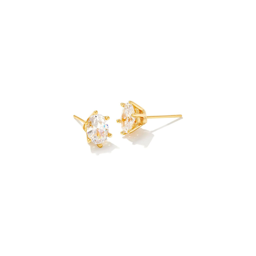 KENDRA SCOTT CAILIN CRYSTAL STUD EARRINGS GOLD METAL WHITE CZ