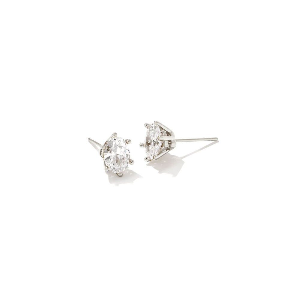 KENDRA SCOTT CAILIN CRYSTAL STUD EARRINGS RHODIUM METAL WHITE CZ