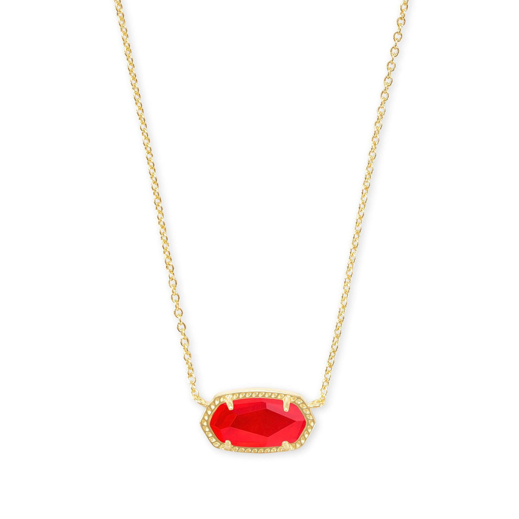 KENDRA SCOTT ELISA SHORT PENDANT NECKLACE GOLD RED ILLUSION