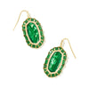 KENDRA SCOTT ELLE CRYSTAL FRAME DROP EARRINGS GOLD KELLY GREEN ILLUSION