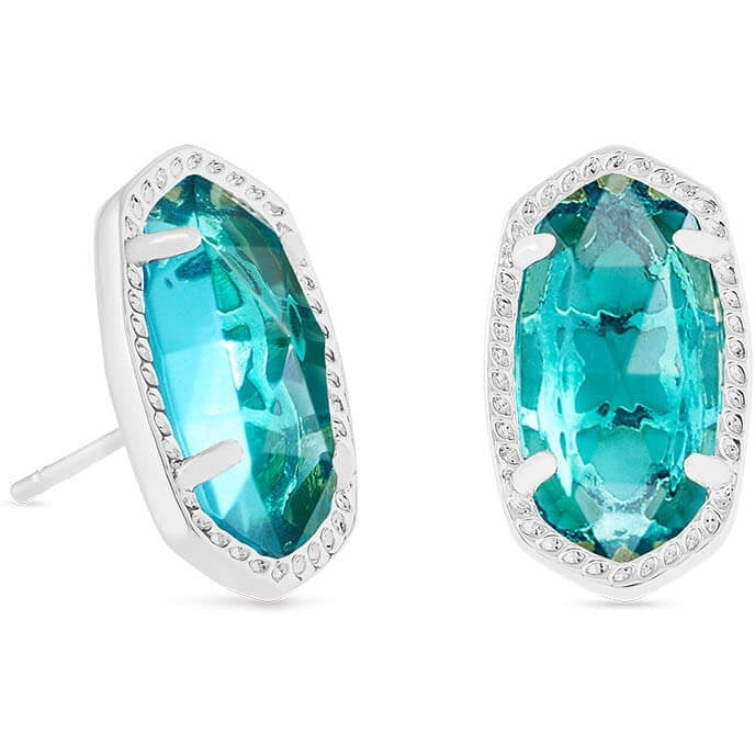 KENDRA SCOTT ELLIE STUD EARRINGS RHODIUM LONDON BLUE