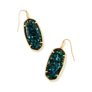 KENDRA SCOTT FACETED ELLE DROP EARRINGS GOLD DARK TEAL MICA