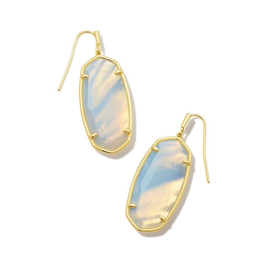 KENDRA SCOTT FACETED ELLE DROP EARRINGS GOLD IRIDESCENT OPALITE ILLUSION