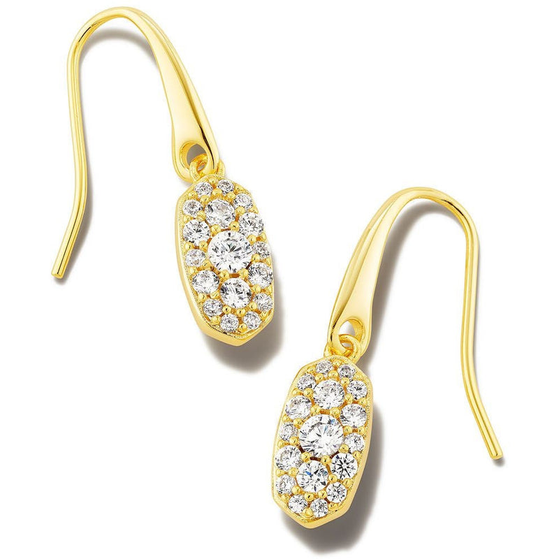 KENDRA SCOTT GRAYSON CRYSTAL DROP EARRINGS GOLD WHITE CRYSTAL