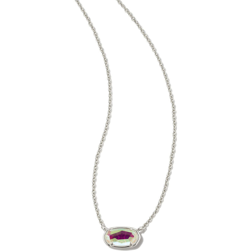 KENDRA SCOTT GRAYSON STONE PENDANT NECKLACE SILVER DICHROIC GLASS