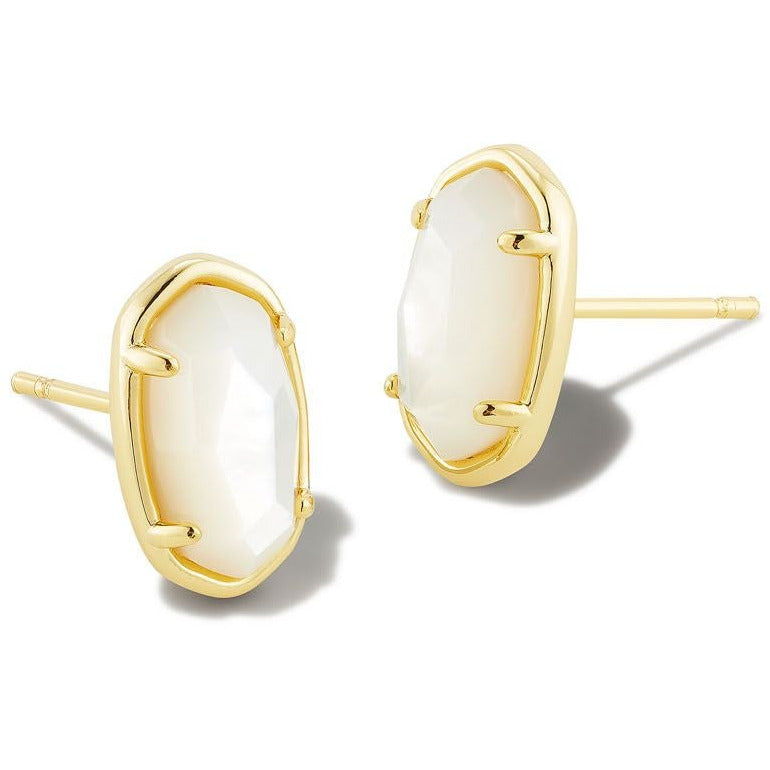 KENDRA SCOTT GRAYSON STONE STUD EARRINGS GOLD IVORY MOTHER OF PEARL