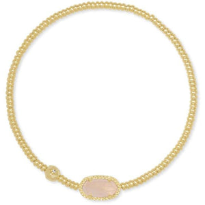 KENDRA SCOTT GRAYSON STRETCH BRACELET GOLD ROSE QUARTZ