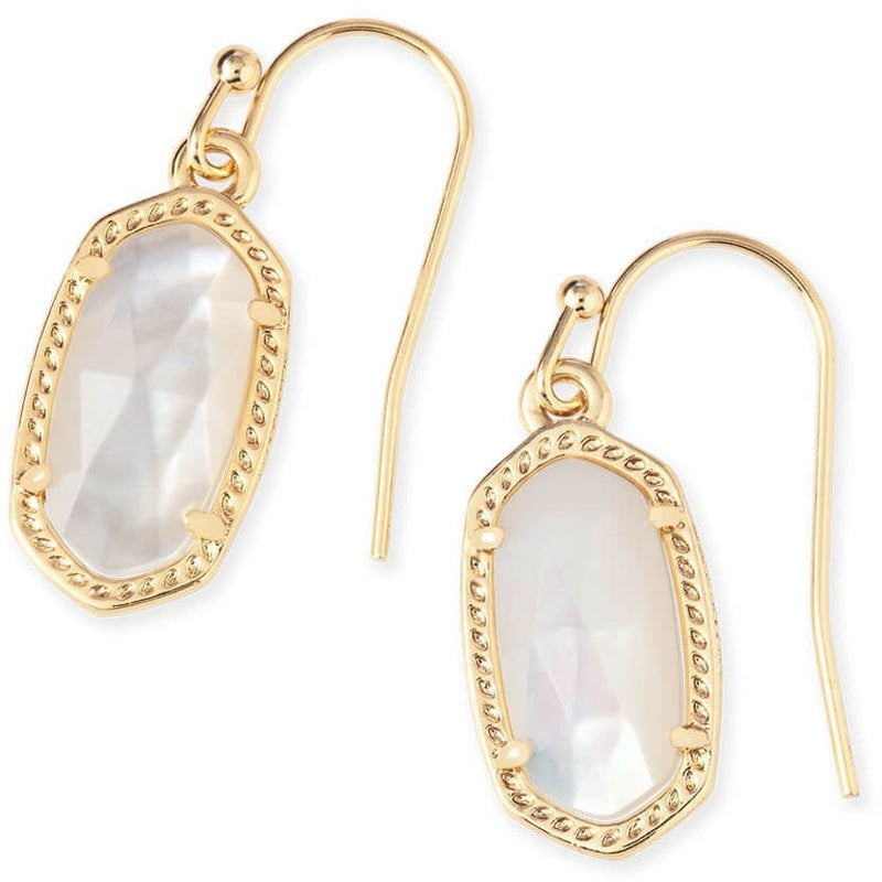 KENDRA SCOTT LEE DROP EARRINGS GOLD IVORY MOTHER OF PEARL