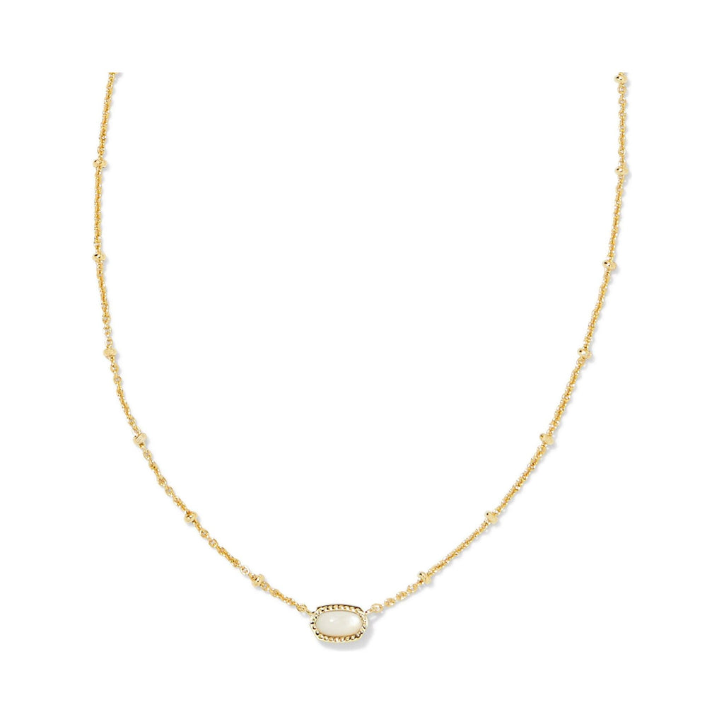 KENDRA SCOTT MINI ELISA SATELLITE SHORT PENDANT NECKLACE GOLD IVORY MOTHER OF PEARL