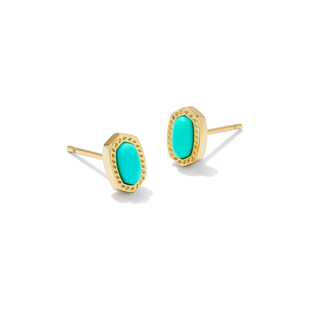 KENDRA SCOTT MINI ELLIE STUD EARRINGS GOLD MINT MAGNESITE