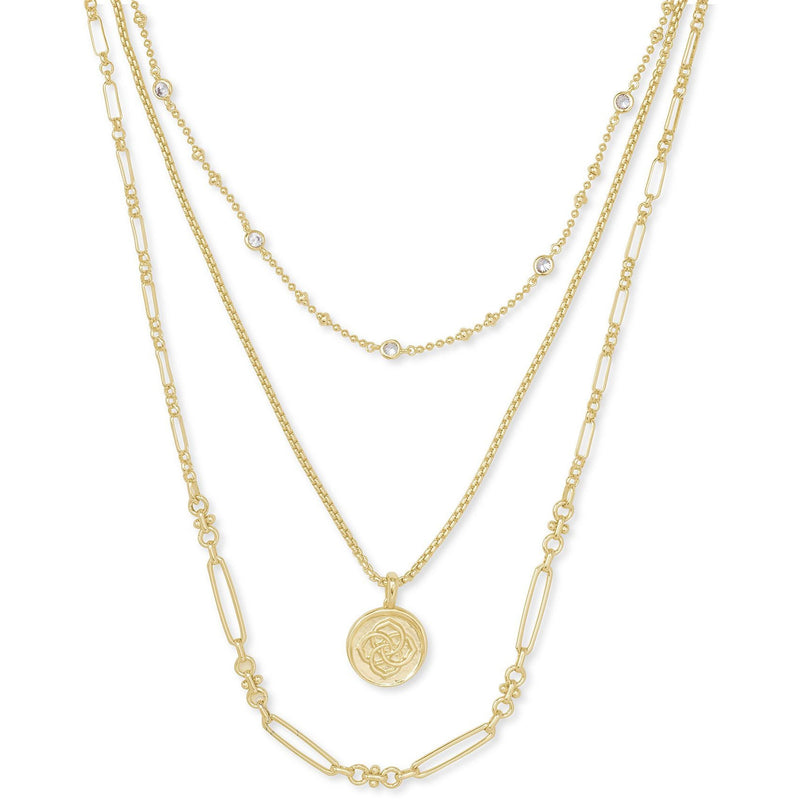 KENDRA SCOTT MEDALLION COIN TRIPLE STRAND GOLD METAL