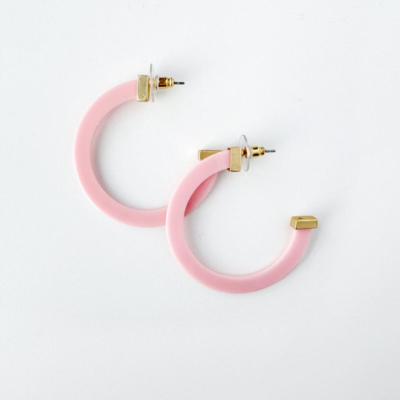 Michelle McDowell Large Acrylic Hoop Earrings - Blush