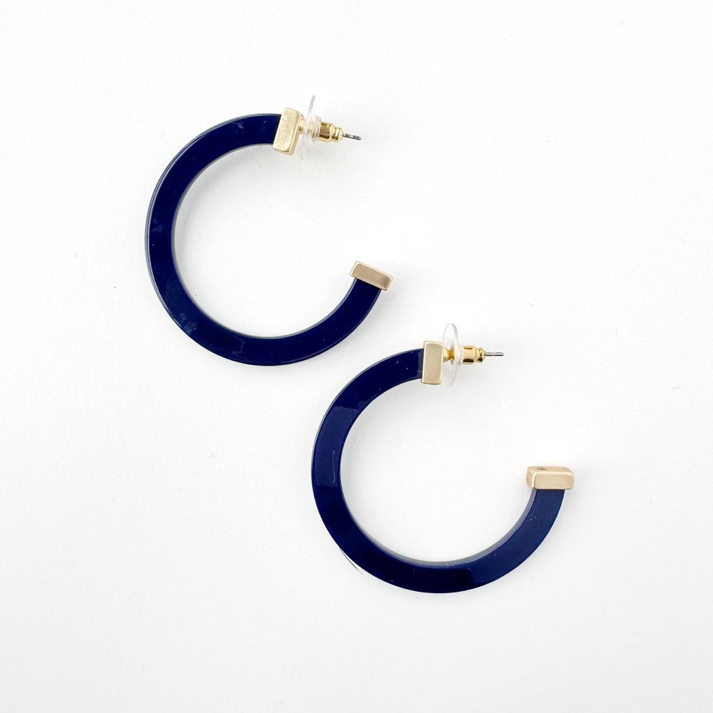 Michelle McDowell Large Acrylic Hoop Earrings - Navy