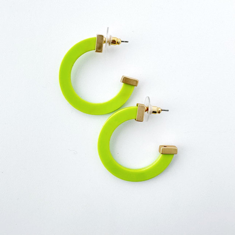 Michelle McDowell Medium Acrylic Hoop Earrings - Lime
