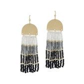 Half Circle Beaded Dangle Earrings - Gray/Black