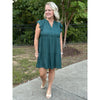 Elyse Satin Tier Detail Mini Dress - Hunter Green