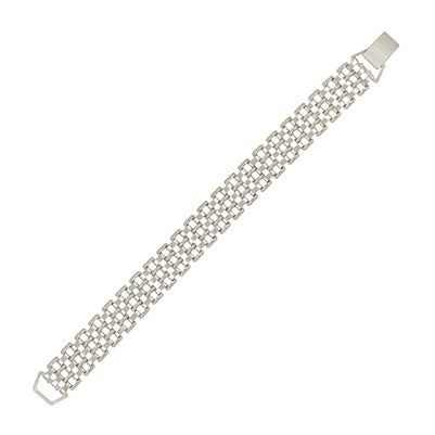 Thin Chain Watch Style Closure Bracelet - Silver