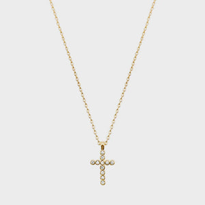 Delicate CZ Cross Pendant Necklace - Gold