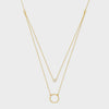 Double Appeal Circle and CZ Layered Necklace - Gold