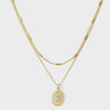 Layered to Perfection Oval Pendant Necklace - Gold