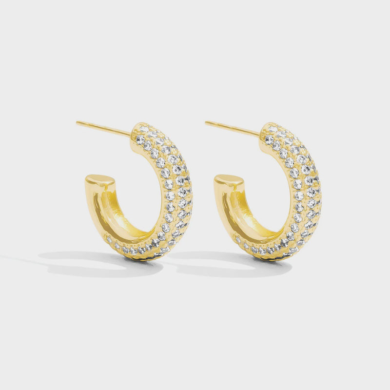 Sophisticated Vibes Pave Hoop - Gold