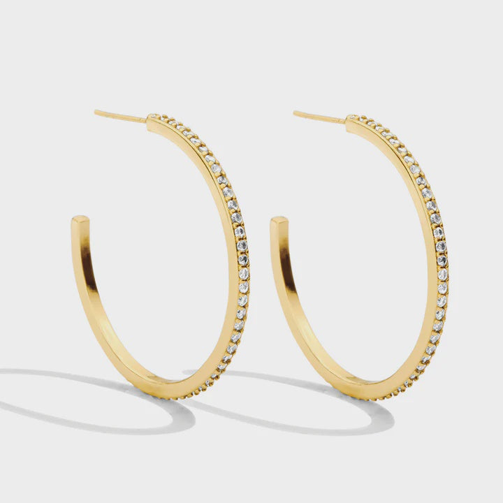 Large Pave Hoop - Gold