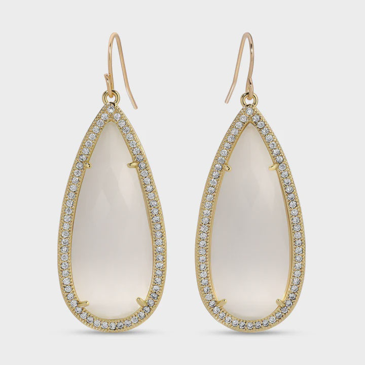 Phoebe, Long Shimmer Stone Earrings - Gold