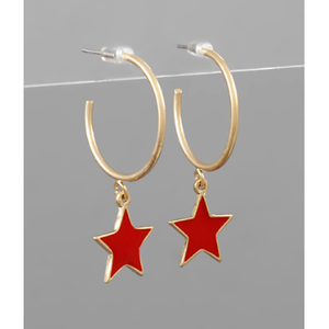 Star Dangle Hoop Earrings