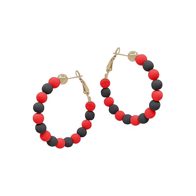6mm Clay Ball Hoops - Red/Black