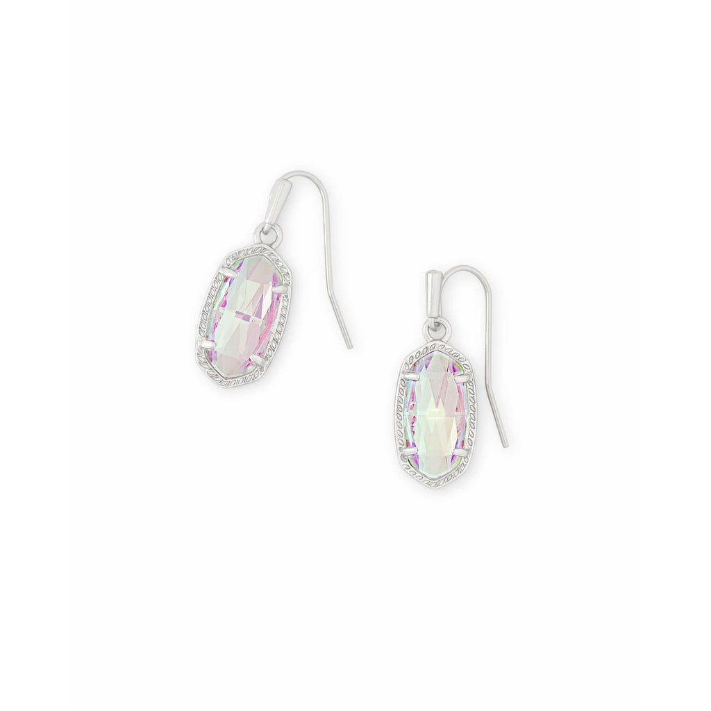 KENDRA SCTOTT LEE EARRINGS - RHODIUM - DICHROIC GLASS