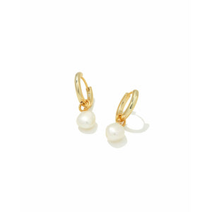 WILLA HUGGIE EARRINGS GOLD WHITE PEARL