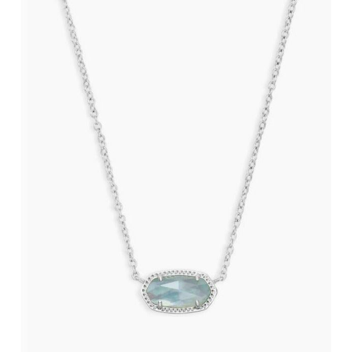 KENDRA SCOTT ELISA SHORT PENDANT NECKLACE RHODIUM LIGHT BLUE ILLUSION