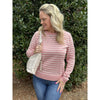 Halle Striped Crew Neck Long Sleeve Sweater - Pink/Ivory
